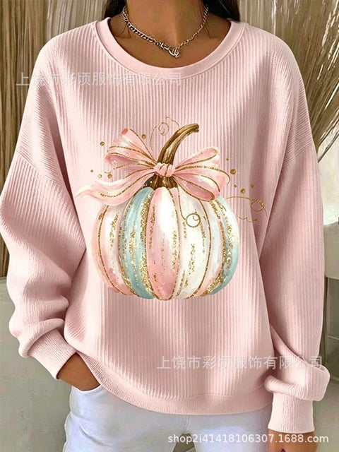 Women's autumn drop shoulder crew neck sweatshirt 3D digital print crew neck FF303475