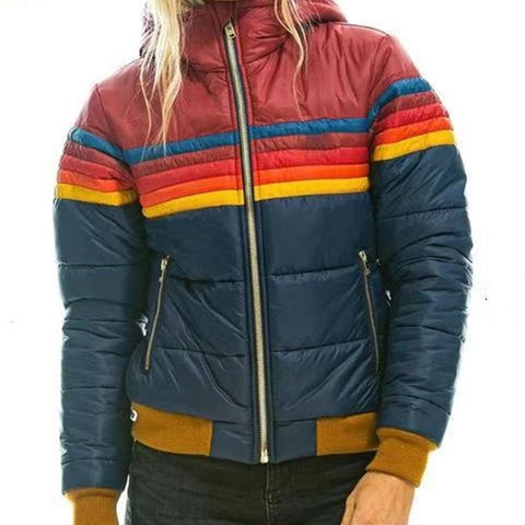 Women's casual hooded printed short cotton-padded coat m301979