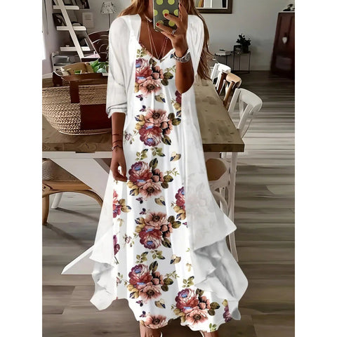 Women's inner dress two-piece floral print dress m302894