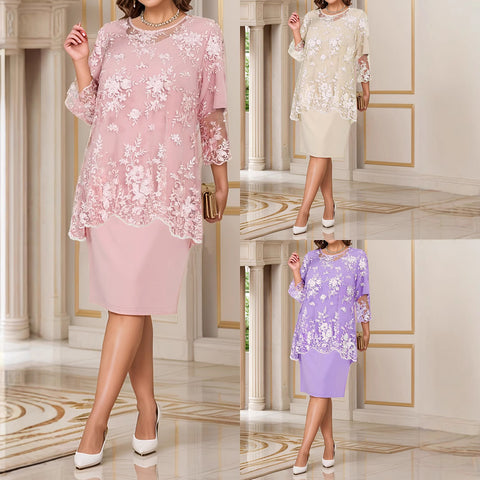 Evening dress lace fake two-piece dress m301200