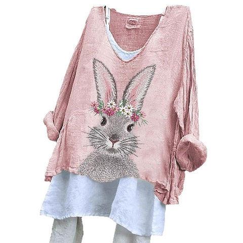 Women's pullover loose casual long-sleeved 3D printed pullover T-shirt m302447