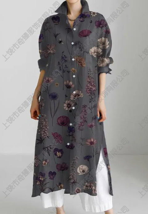Autumn and winter casual abstract art printing long-sleeved slit skirt m303183