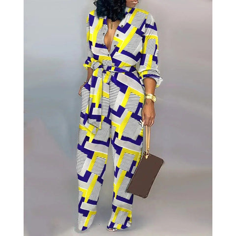 Loose plus Size Jumpsuit High Waist Casual Straight-Leg Jumpsuit Euro M300189