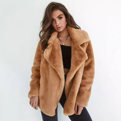 Fashion autumn and winter style plush lapel women's woolen coat women's m302193