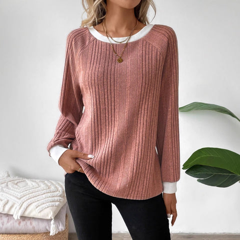 Autumn and winter new long-sleeved solid-color ribbed pit strip long-sleeved sweater m301912