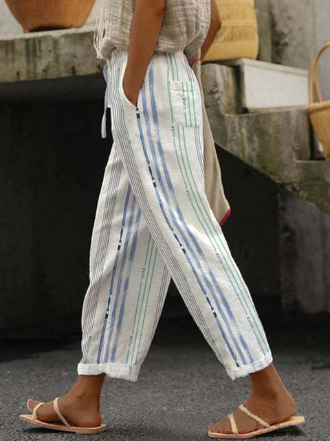 Linglong hemp digital printing trousers m303185