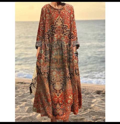Robe ample décontractée imprimée en 3D pour femme m301278 