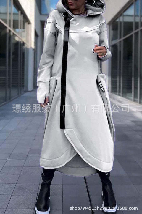 Autumn and winter new women's casual fashion long-sleeved pocket hooded sweater cardigan m302073