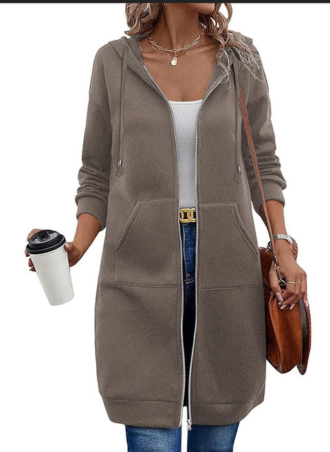 Women's medium and long hooded long-sleeved sweater women's winter m302342