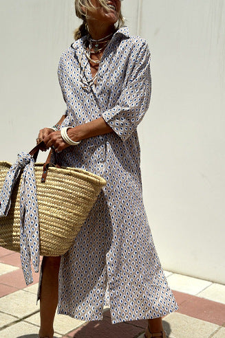New striped shirt split-ended split-ended dress summer shirt m301585