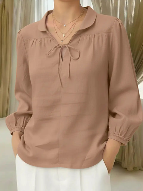 Lace collar lace-up top lantern sleeve m302719