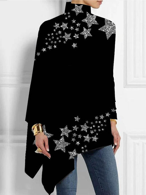 3D printing loose turtleneck urban casual women's T-shirt m302409