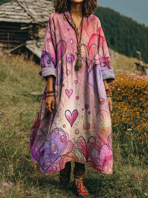 Bohemian ethnic style retro new printing fashion literary loose V-neck FF303433 01