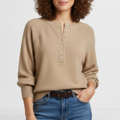 Autumn and winter women's casual crew neck sweater henry shirt button-up knitted pullover m302518