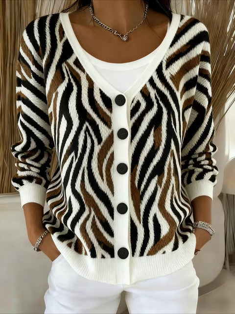 Autumn and winter European size 3D digital printing women's shoulder cardigan sweater FF303406 02