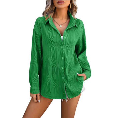 Wave texture loose fashion shirt women m300962