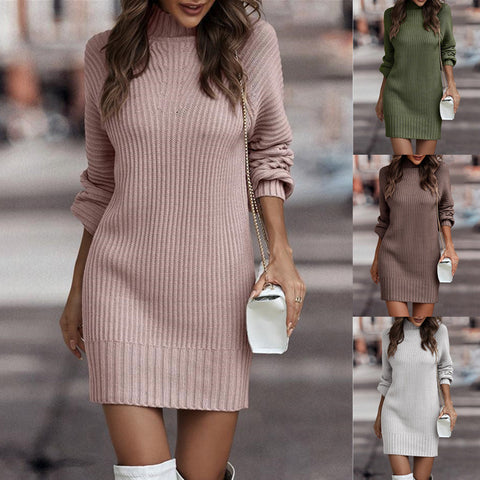 Net color long-sleeved fashion turtleneck sweater women's dress m300497