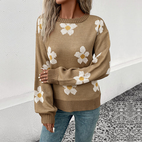 Multi-color fashion women's long-sleeved jacquard sweater m300625