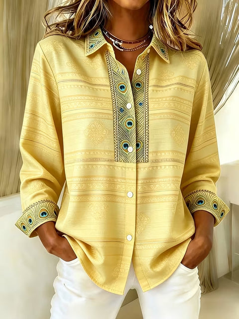 Damen Langarmshirt mit einzigartigem Ethno-Druck m303211
