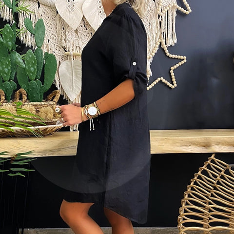 Nordic wind rayon short-sleeved shirt skirt m300062