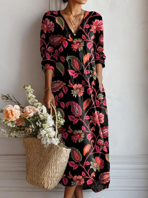 Printed V-neck dress FF303186
