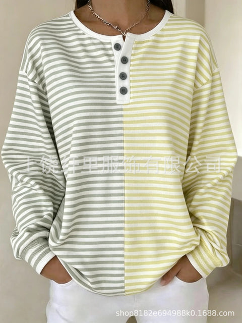 Crew neck 4 buckle spring and autumn fashion pattern 3D printing casual loose women's sweater FF303411 02