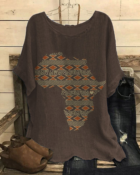 Loose round neck short-sleeved cotton and linen top women's m301281