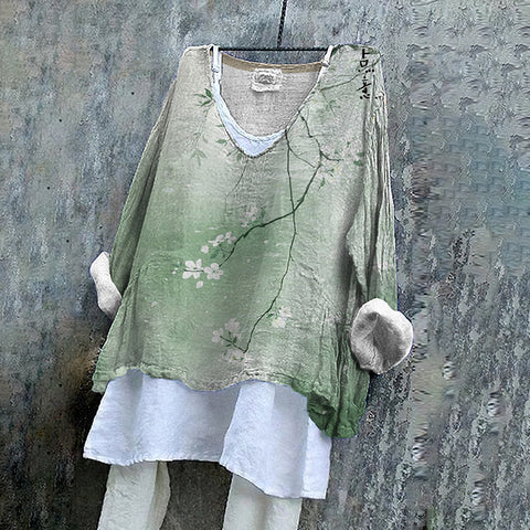 V-neck single piece long sleeve 3D digital printing m301043