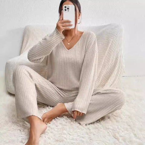 Pit strip grinding long-sleeved suit V-neck loose casual suit female m302081