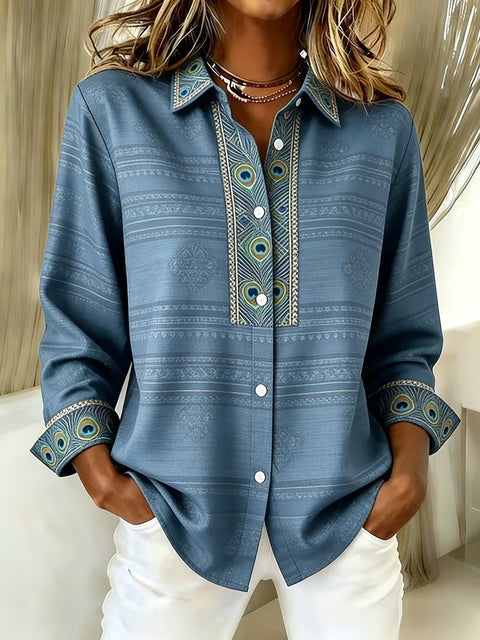 Damen Langarmshirt mit einzigartigem Ethno-Druck m303211
