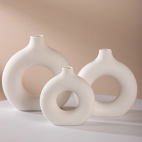 Circled ceramic vase ornament, living room flower arrangement, m33311014