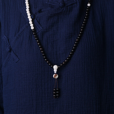White Bodhi Ebony Buddha Beads 108 Hunyuan Beads Taoist Rosary Beads Bracelet m3331295