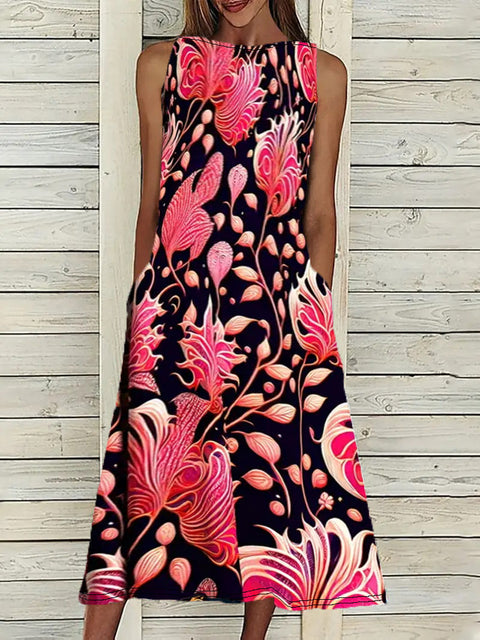 Vest print elegant plus size dress m301207