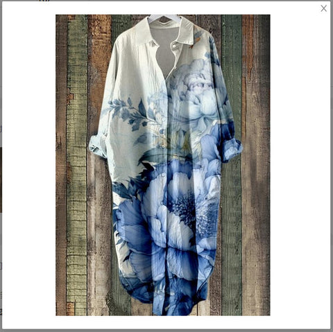 Fashion casual loose lapel mid-length shirt women's m301282