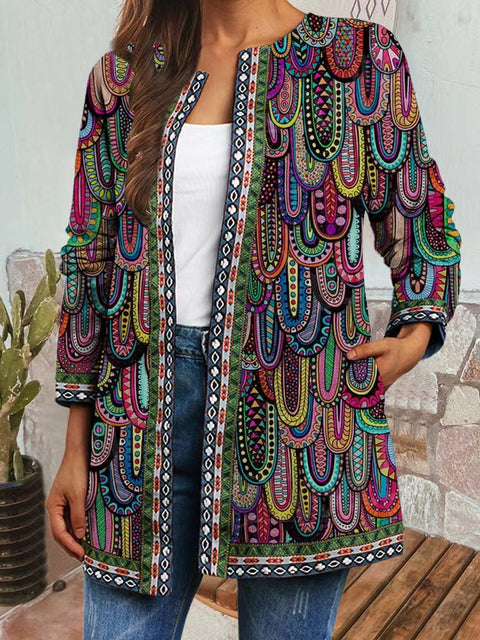 Autumn and winter retro ethnic style print jacket cardigan m303251 04