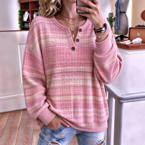Autumn and winter women's new multi-color 3D printed women's button fashion sweater FF303493