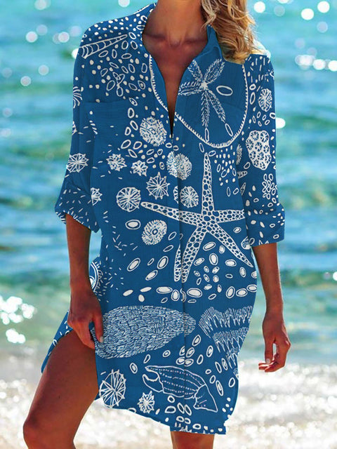 Bikini jacket shirt swimsuit cardigan women's printed resort beach shirt m301274