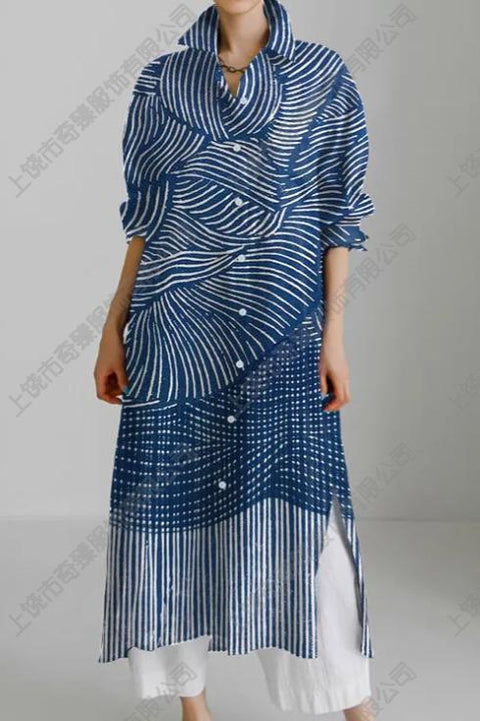 Autumn and winter casual abstract art printing long-sleeved slit skirt m303183