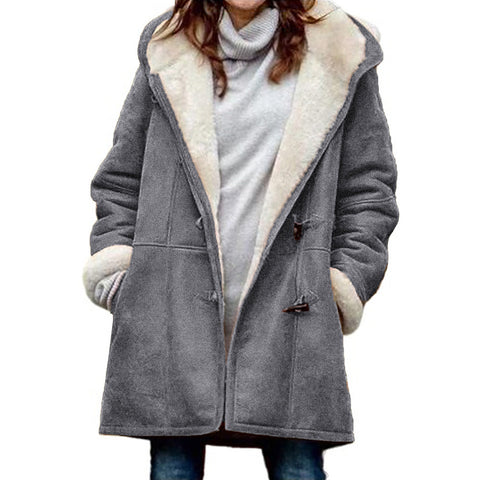 plush collar pocket women's coat m300603