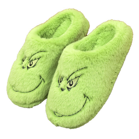 Cute Home Christmas Grinch Warm Winter Cotton Slippers Thick Non-slip FF3332047