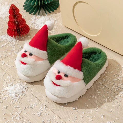 Cute Santa Claus fluffy shoes winter home room non-slip large size cotton slippers FF3332046
