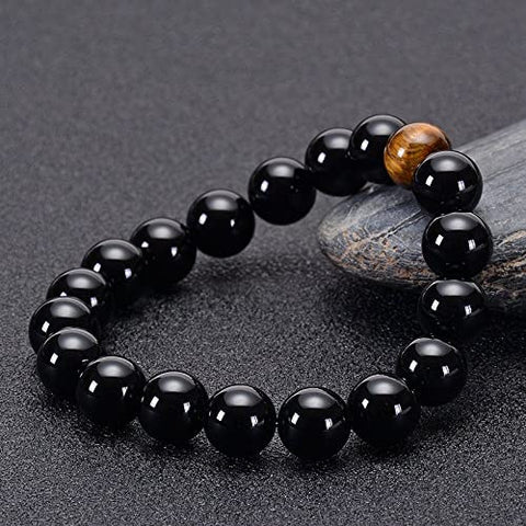 Black Gallstone Elastic Bracelet Skull Pendant Natural Turquoise Tiger Eye Tassel Crystal Volcanic Stone Beaded Bracelet m3331320