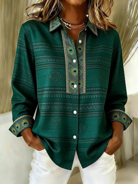 Damen Langarmshirt mit einzigartigem Ethno-Druck m303211