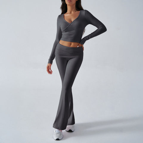 women's clothing Amazon casual sports slim-fit knitted long-sleeved trousers two-piece set m301817