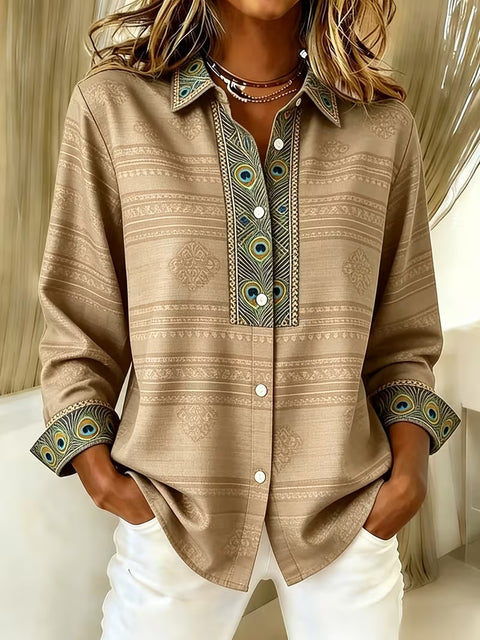 Damen Langarmshirt mit einzigartigem Ethno-Druck m303211