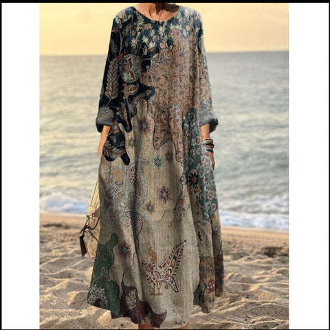 Robe ample décontractée imprimée en 3D pour femme m301278 