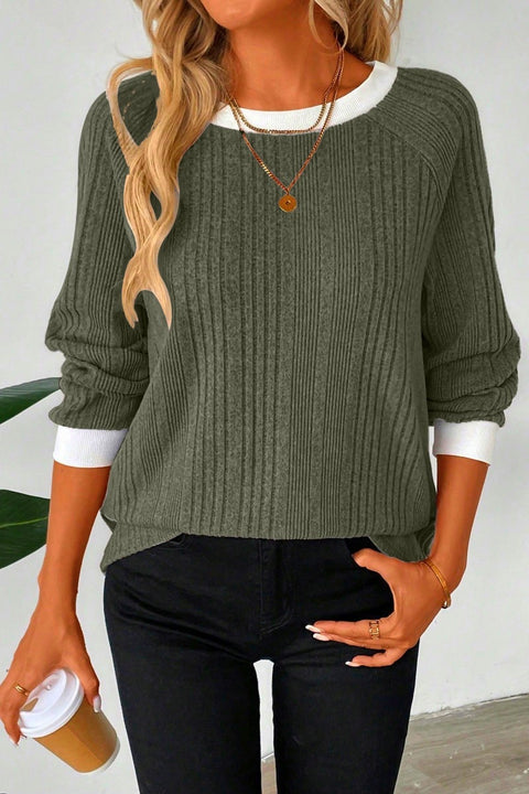 Autumn and winter new long-sleeved solid-color ribbed pit strip long-sleeved sweater m301912
