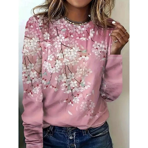 Creative flower 3D digital printing casual trend crew neck T-shirt m302222