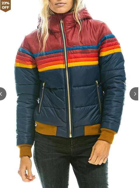 Women's casual hooded printed short cotton-padded coat m301979
