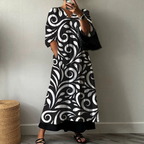 Printed V-neck dress FF303186